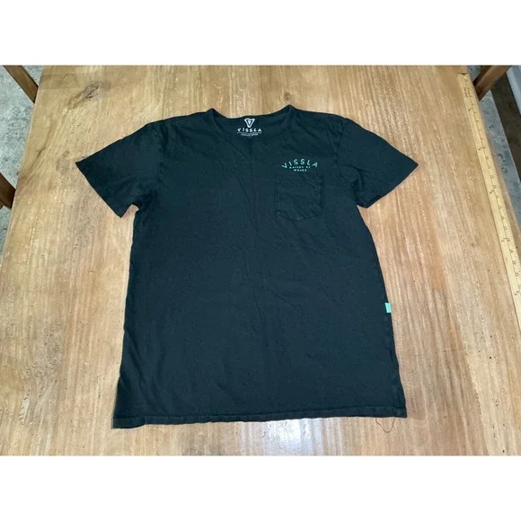 VISSLA Raised by Waves Black Pocket T Shirt Men's Medium Vintage Wash - Picture 1 of 6